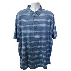 Peter Millar Summer Comfort Blue Polo Mens Size 2XL Striped Active Stretch